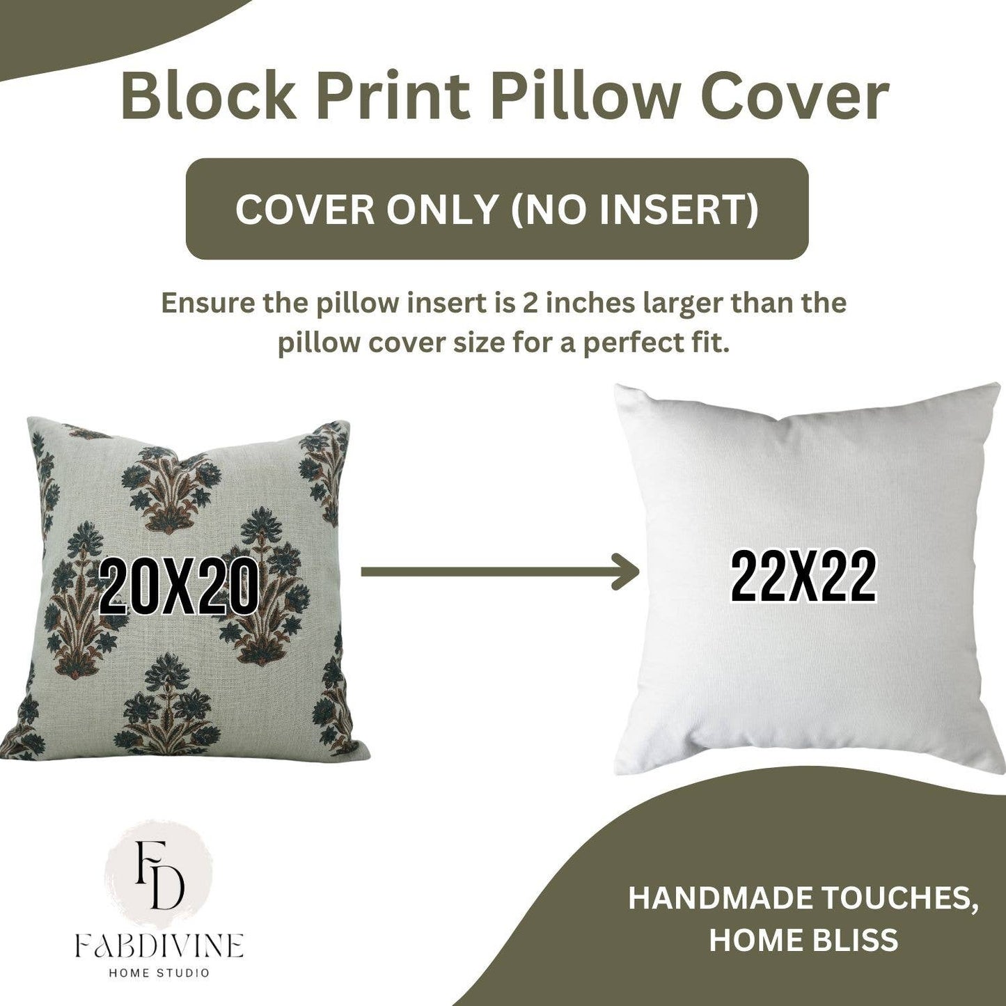 Hand Block Printed Thick Linen Pillow Cover- Morpankh