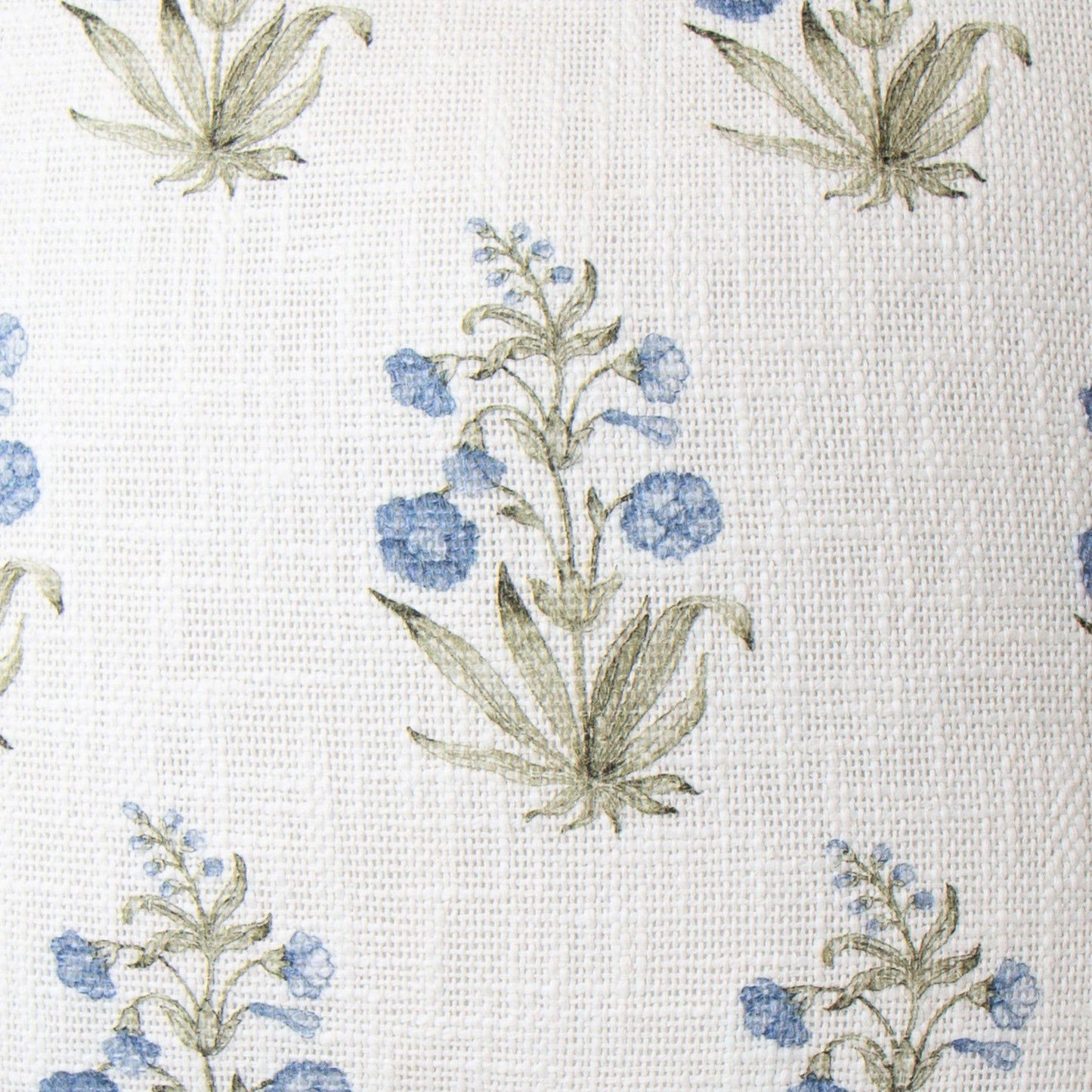 Lucie Blue Floral Block Print Pillow Cover- Decorative