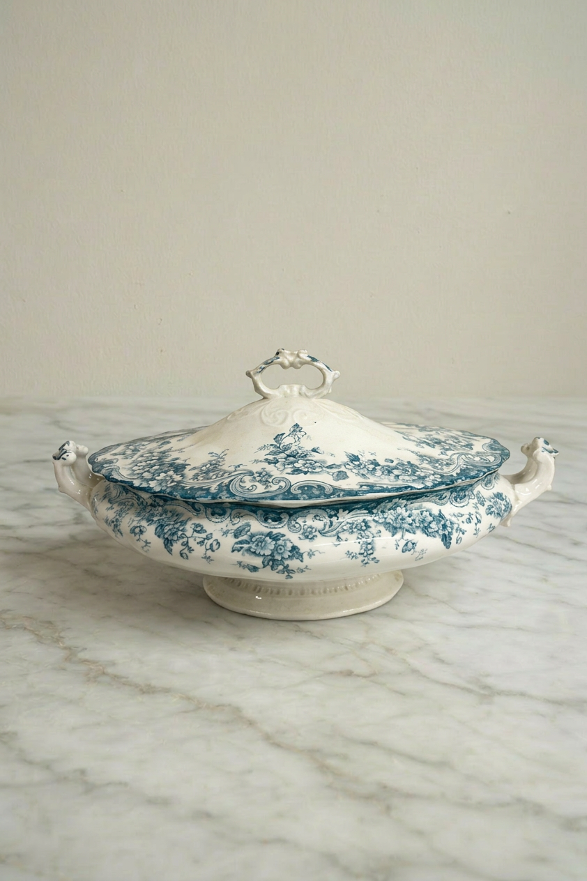 Blue & White Soup Tureen w/Lid