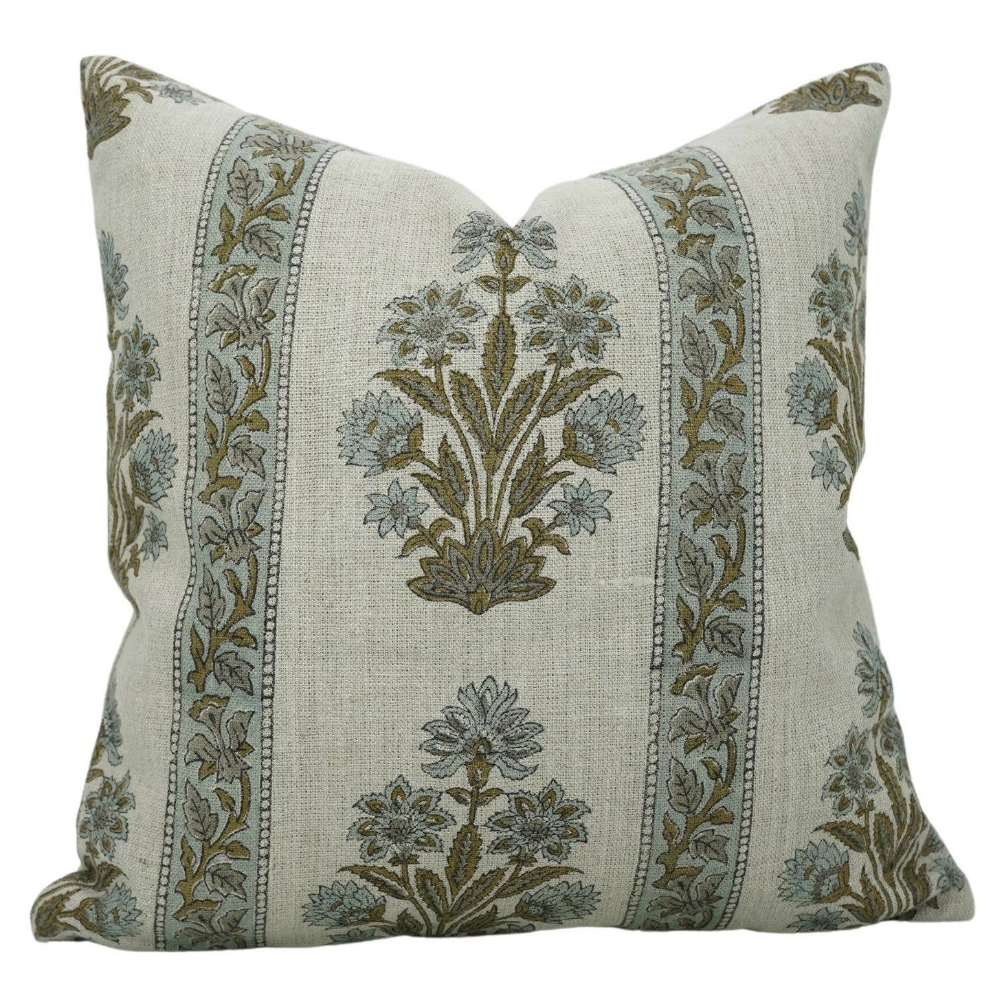 Block Print Boho Thick Linen Pillow Cover- Morpankh Border