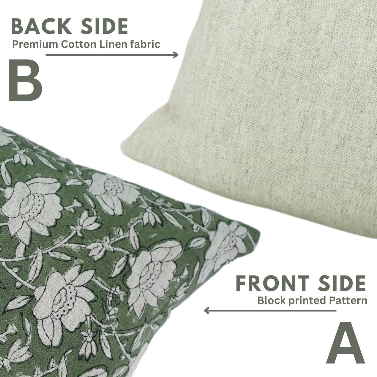 Boho Block Print Cotton Linen Pillow Cover - Dhruv