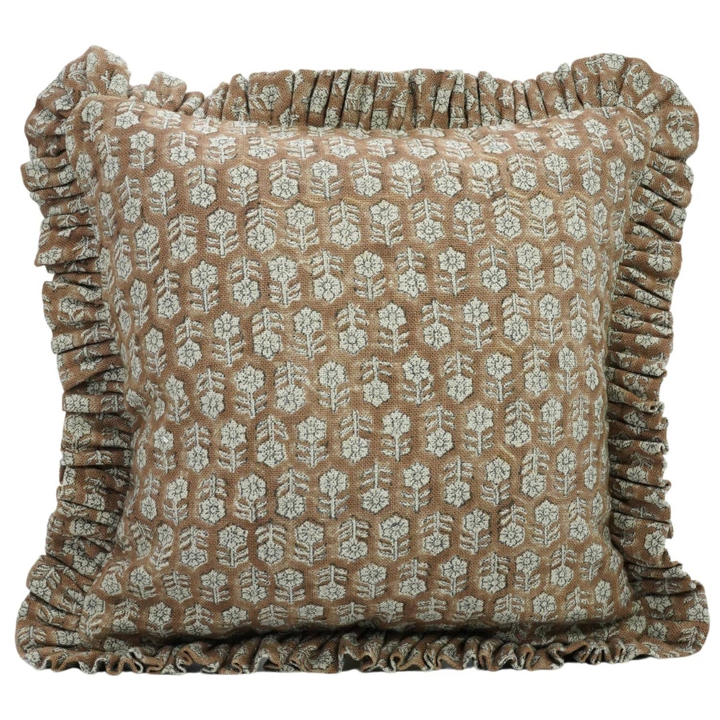 Beautiful Block Print Thick Linen Pillow Cover - Tulsi Buti
