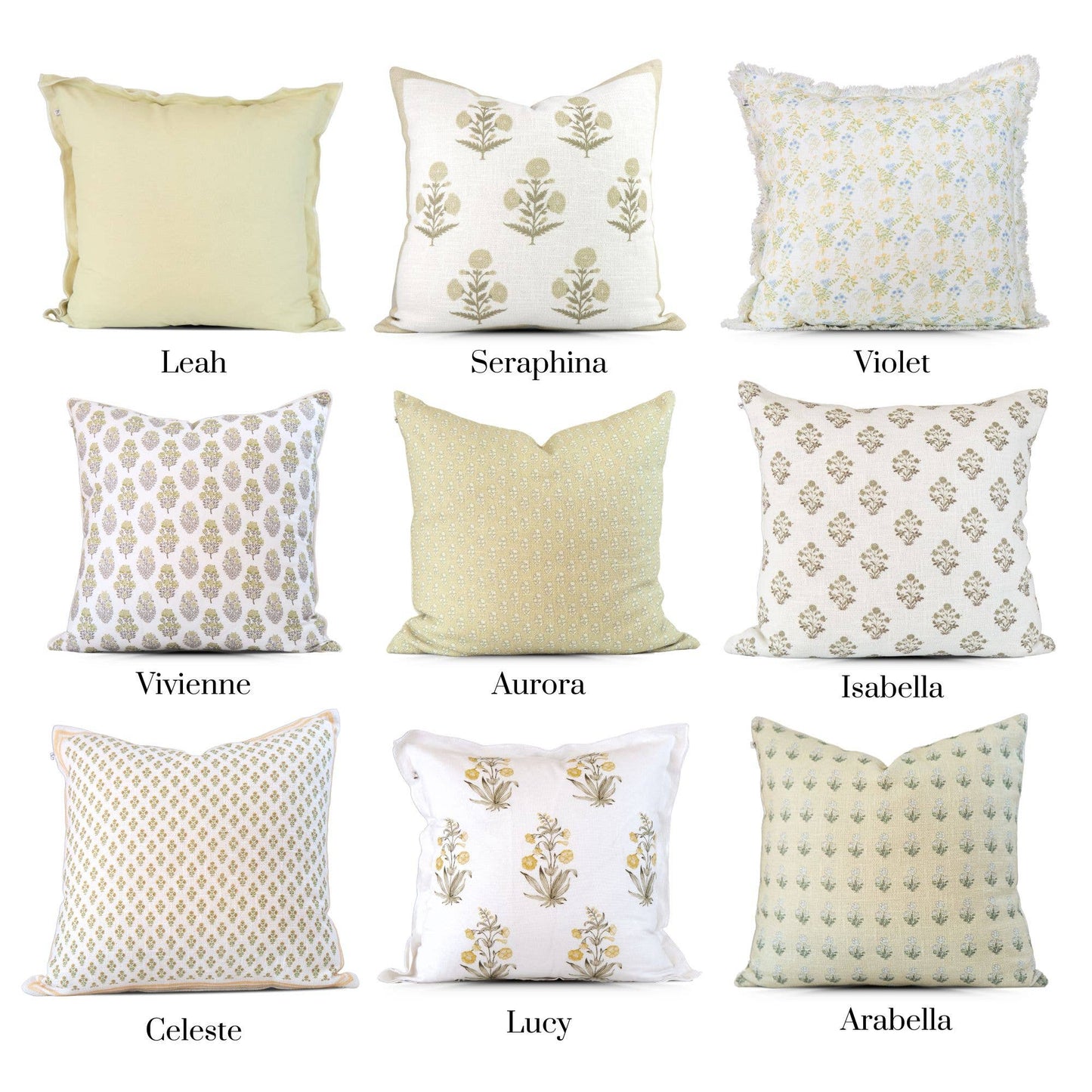 Vivienne Mughal Flower Pillow Cover – Sage Floral Design