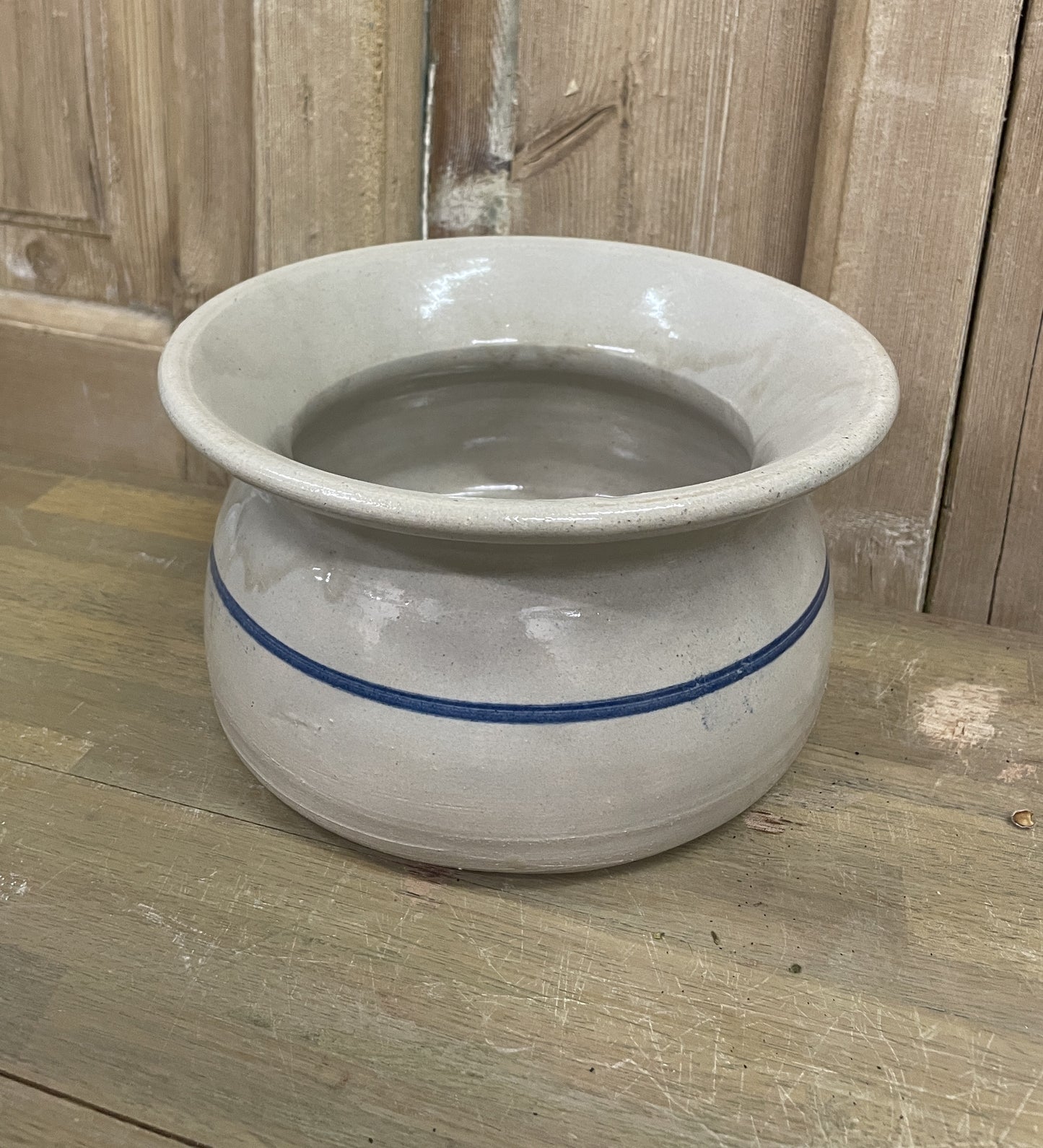 Blue Stripe Stoneware Crock