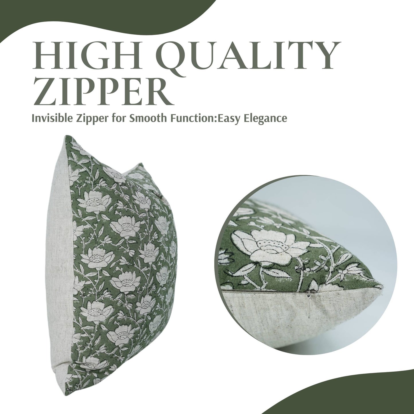 Boho Block Print Cotton Linen Pillow Cover - Dhruv