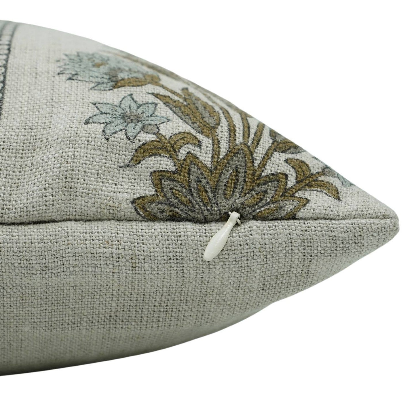 Block Print Boho Thick Linen Pillow Cover- Morpankh Border