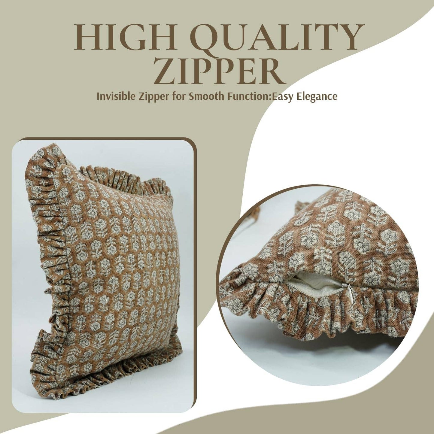 Beautiful Block Print Thick Linen Pillow Cover - Tulsi Buti