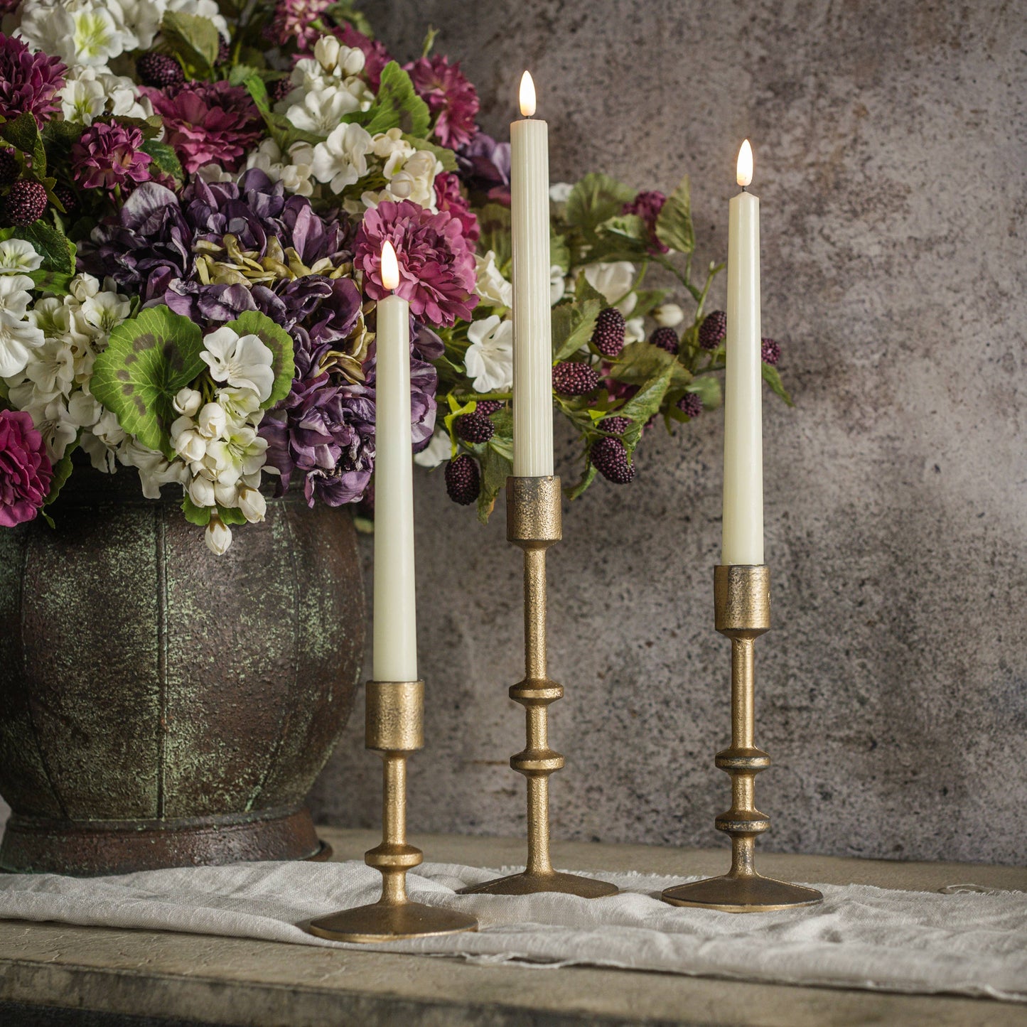 Aged Gold Taper Candlestick