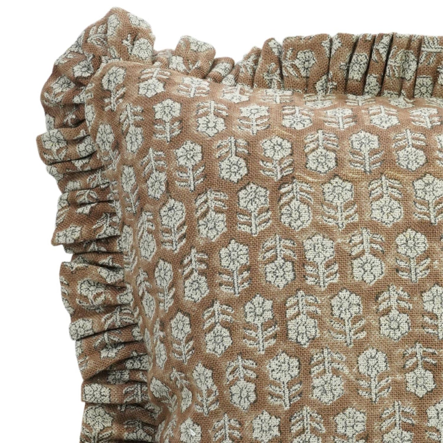 Beautiful Block Print Thick Linen Pillow Cover - Tulsi Buti